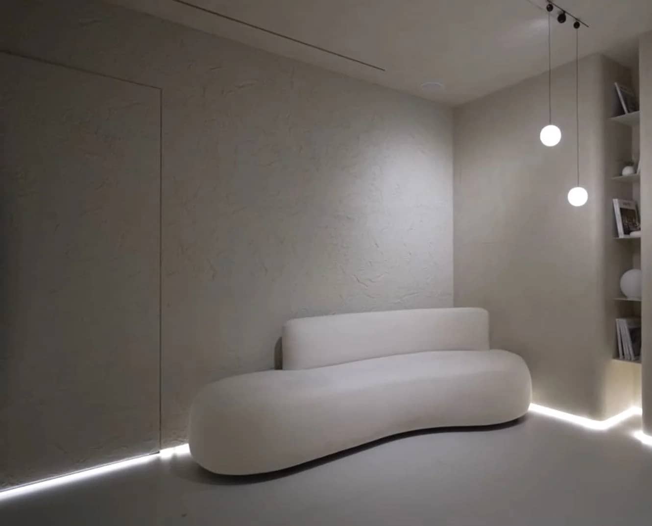 Теневой профиль с LED-подсветкой, тип 1, скрытые двери - отделка декоративная штукатурка